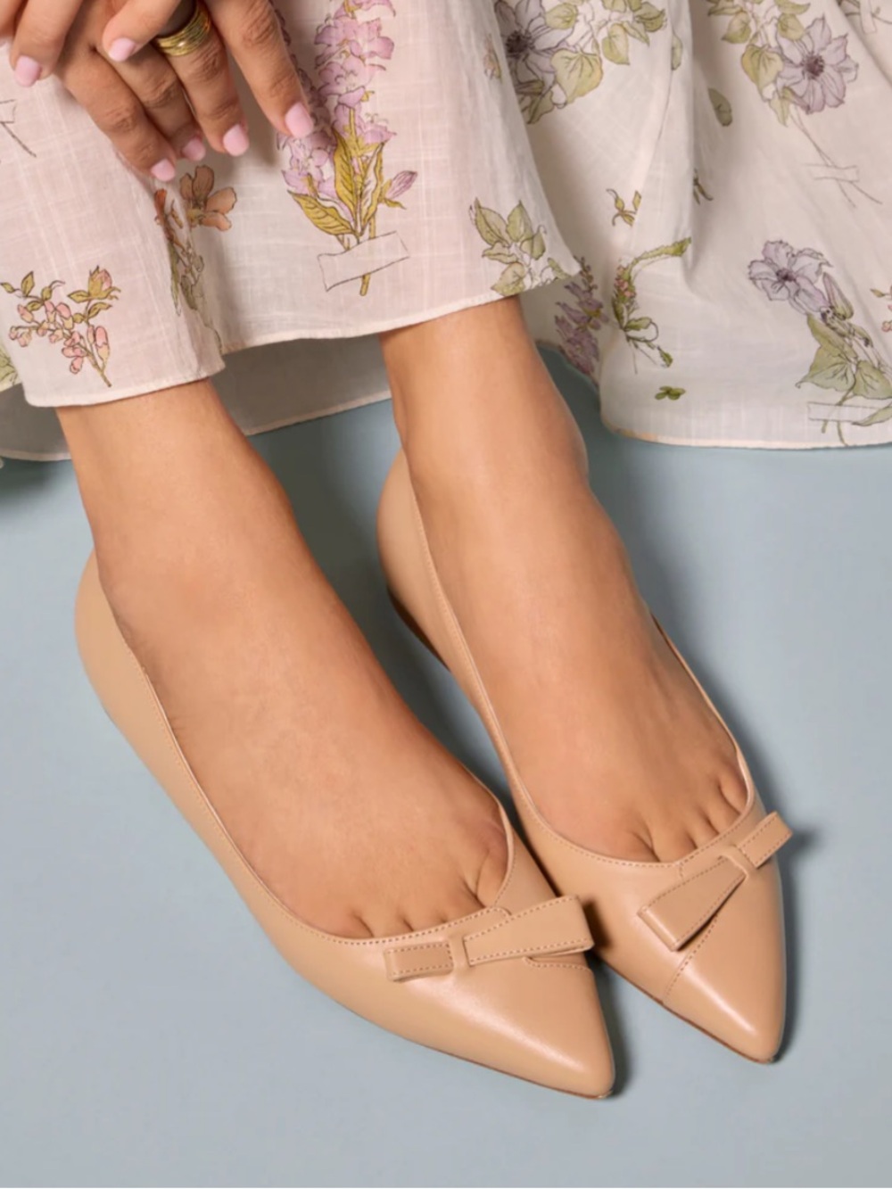 Sarah Flint Natalie Flat - Classic Pointed-Toe Nude Ballet Flats - Size 9